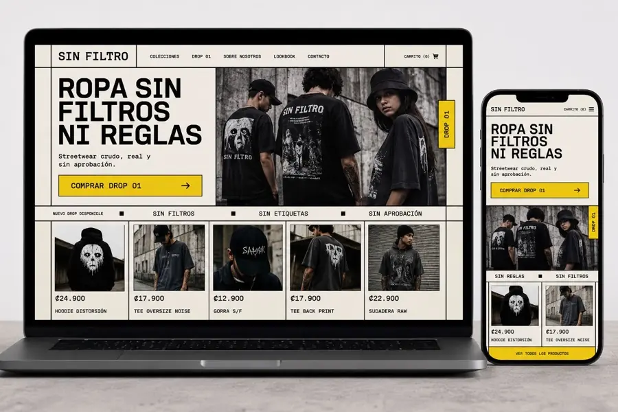 Ejemplo de estilo bold y brutalista