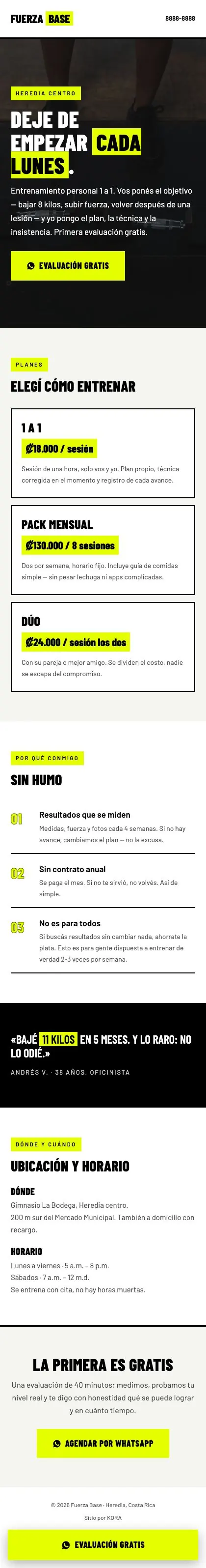Micro-landing Fuerza Base