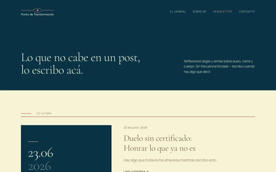 Página Newsletter de Punto de Transformación