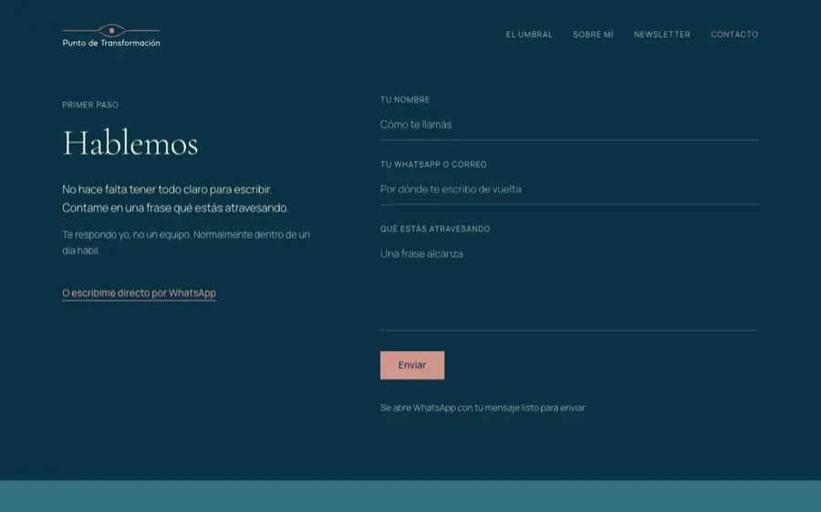 Página Contacto de Punto de Transformación